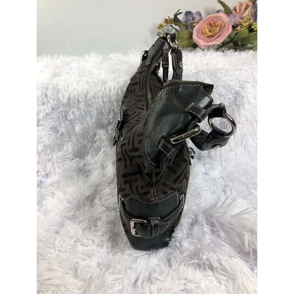 Tignanello Logo Brown Zipper Shoulder Woven Academia Inside And Outside Pockets - Picture 3 of 6